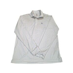 Rhoback Men’s Large Long Sleeve Performance Polo White Navy Stripe The Maverick